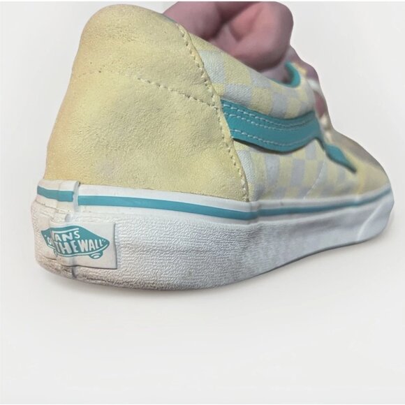 Vans SK8 Low Checkerboard Banana Cream Teal Shoes Mens 11 - Picture 7 of 10